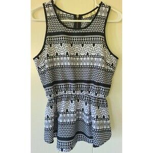 New Glory Womens Jrs M Peplum Tank Top Flowy Geo Tribal